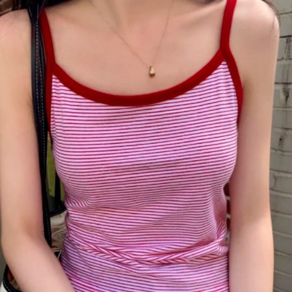 Vintage Y2K H&M L.O.G.G. Red & White Striped Racerback Indie Sleeze Tank